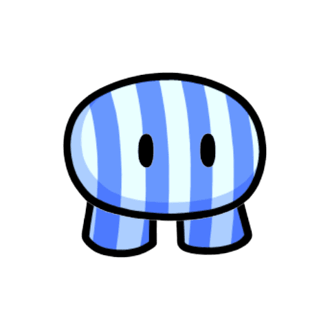 A blue and white striped animal Description automatically generated