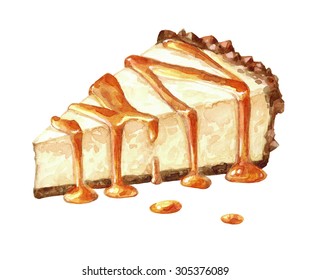 Watercolor Colorful Handmade Delicious Cheesecake Caramel Stock  Illustration 305376089 | Shutterstock