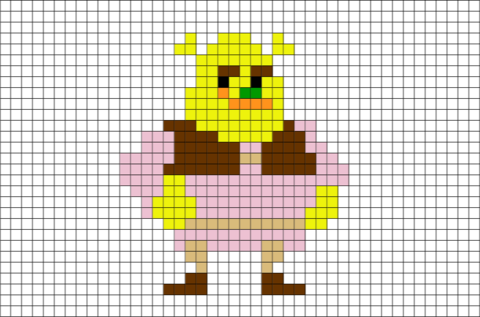 Shrek Pixel Art | Pixel art, Pixel art grid, Pixel art design